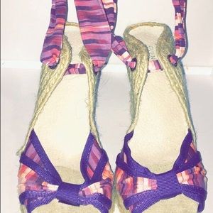 Purple old navy lace up wedge heels